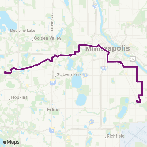 Metro Transit Glenwood-Wayzata Blvd-Cedar Lk Rd-36av S-46 St Sta map