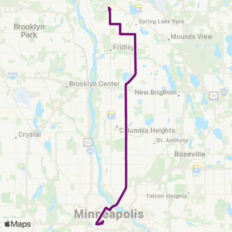 Metro Transit Central Av-University Av-Northtown map
