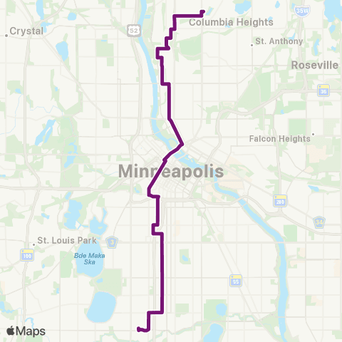 Metro Transit Columbia Heights-2nd St NE-4th Av S map