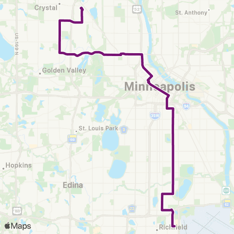 Metro Transit Robbinsdale-W Bway-Bloomington Av-66st / Ceda map