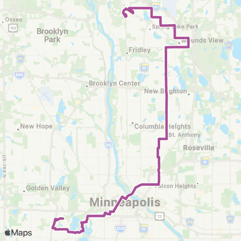 Metro Transit Northtown - Stinson - Lake of The Isles map