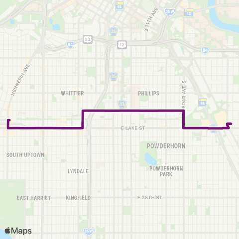 Metro Transit Uptown-26st-28st-Hiawatha-Lake map