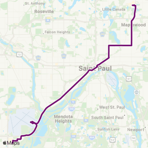 Metro Transit Ltd Stop-W 7 St-Airport-MOA-Maplewood Mall map