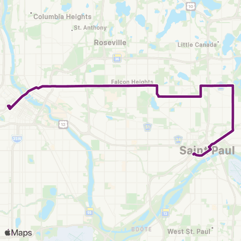 Metro Transit E Hennepin Av-Larpenteur Av-Arcade St map