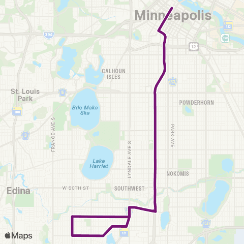 Metro Transit Express-58th St-56th St-Diamond Lk-Mpls map