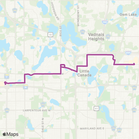 Metro Transit Rosedale-Little Canada-Maplewood map
