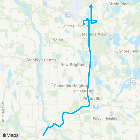 Metro Transit Express-Co Rd H P&R-95th Av P&R-Mpls map