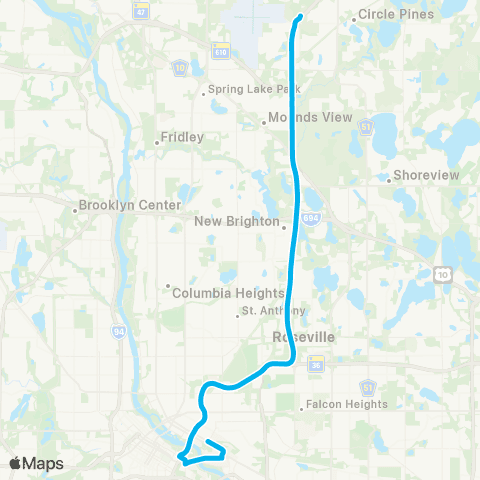Metro Transit Express-95av P&R-U of M map