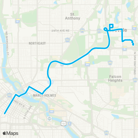 Metro Transit Express-Roseville-Co Rd C P & R-Mpls map