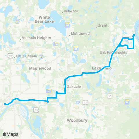 Metro Transit Express-Oakdale-Stillwater-St Paul map