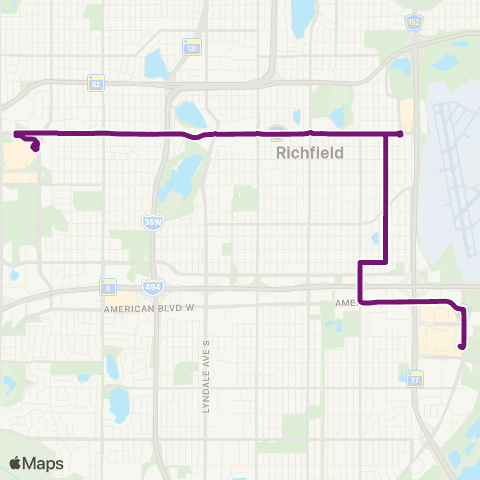 Metro Transit Southdale-66th St-Bloomington Av-MOA map