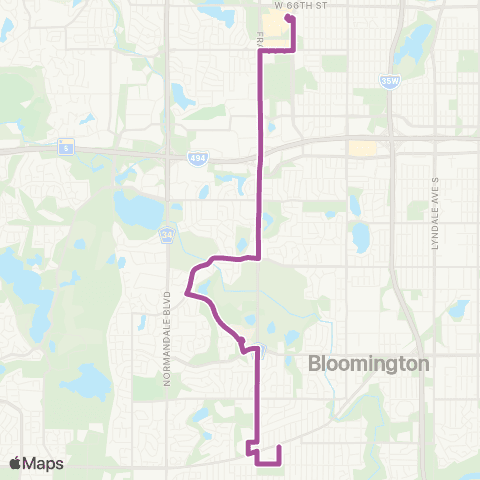 Metro Transit Valley W-Normandale Col-France-Southdale map