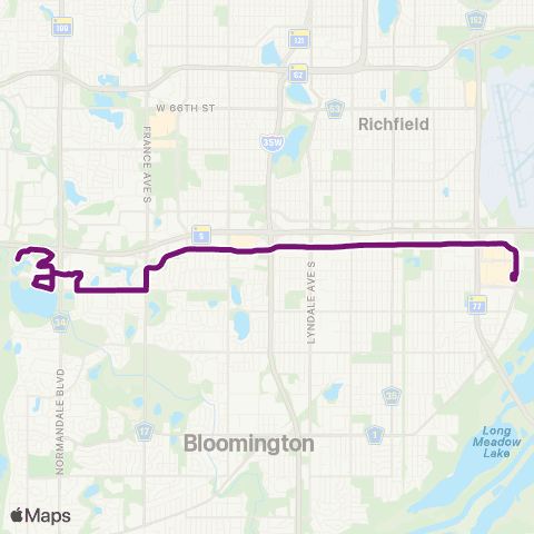 Metro Transit Normandale Lake-American Blvd-MOA map