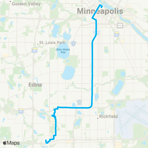 Metro Transit Express-Edina-Southdale-Mpls map