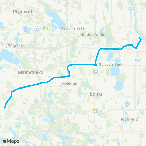 Metro Transit Express-Minnetonka-St Louis Park-Mpls map