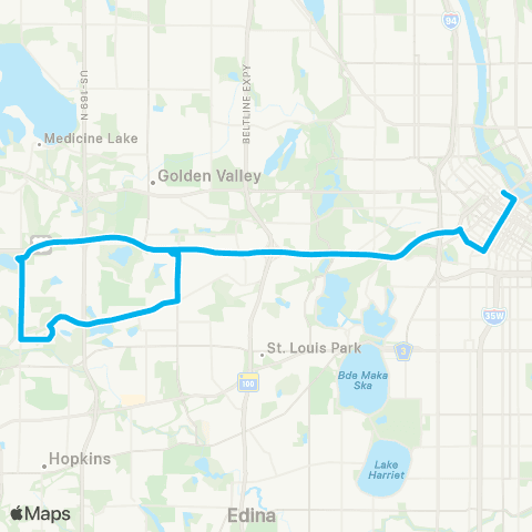 Metro Transit Express-Co Rd 73 P&R-Mpls map