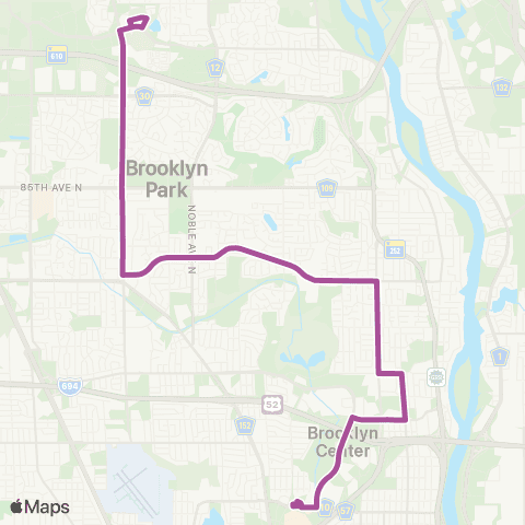 Metro Transit Brooklyn Ctr-Humboldt-Shingle Creek - Oak Grove map