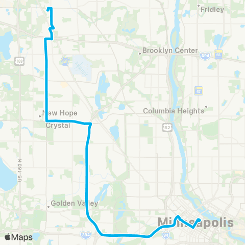 Metro Transit Express-Winnetka Av-42nd Av-Mpls map