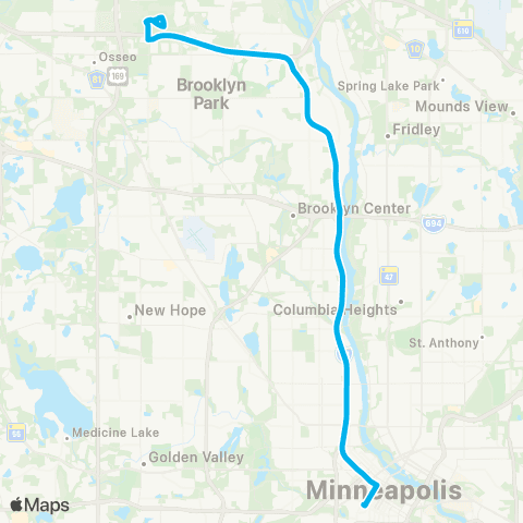 Metro Transit Exp-Target-Hwy 252 and 73rd Av P&R-Mpls map