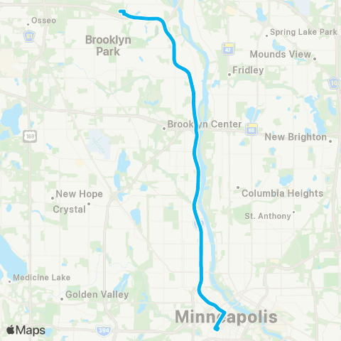 Metro Transit Express-Noble P&R-Mpls map