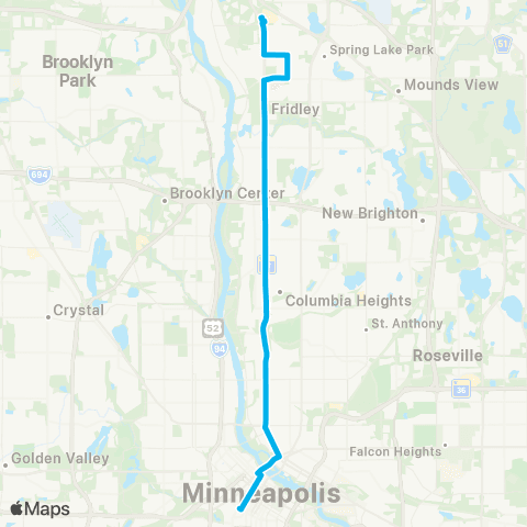 Metro Transit Ltd Stop-Northtown-Monroe-Univ-Mpls map