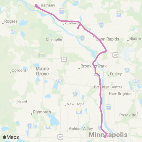 Metro Transit Elk River-Anoka-Mpls map