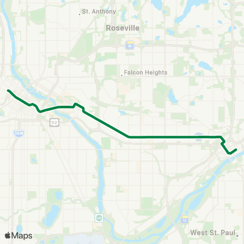 Metro Transit Metro Green Line map