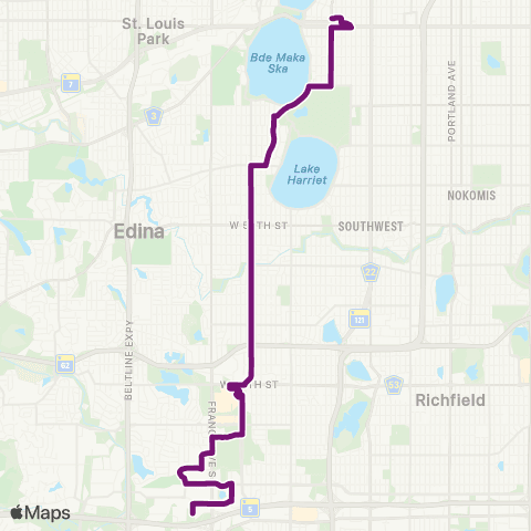 Metro Transit Uptown Transit Sta-via Xer - 78th and Johnson map