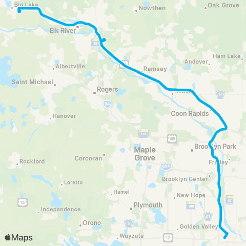 Metro Transit Big Lake-Elk River map
