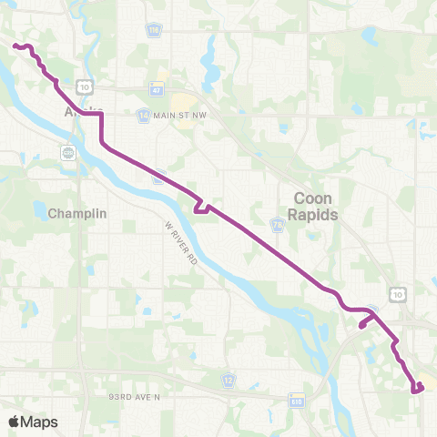 Metro Transit Anoka-Coon Rapids-Foley P&R-Northtown map