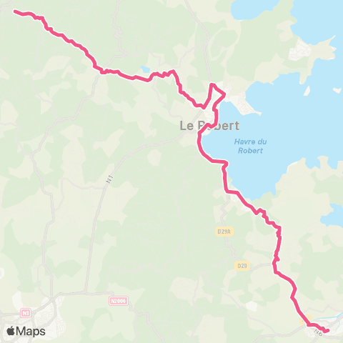 Martinique Transport - Zone Nord François Robert - Verts Pré Gros Morne map