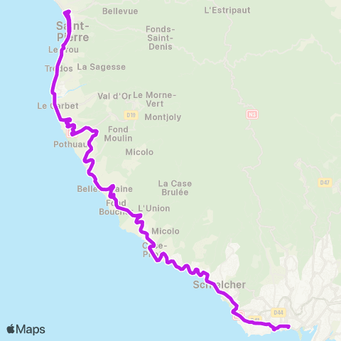 Martinique Transport - Zone Nord Saint Pierre - Pointe Simon map