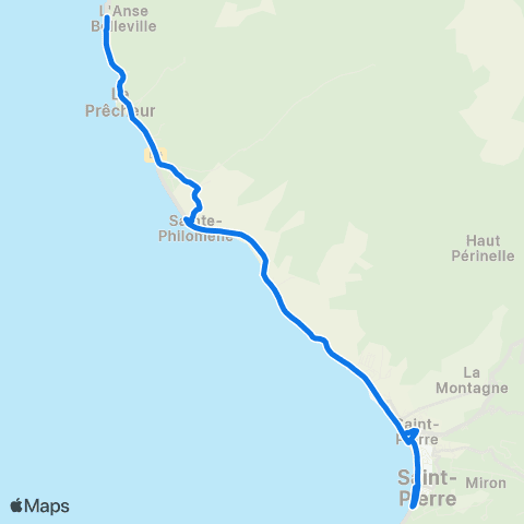 Martinique Transport - Zone Nord Prêcheur - Saint Pierre map