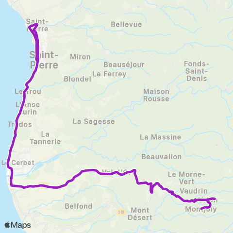 Martinique Transport - Zone Nord Morne Vert - Saint Pierre map