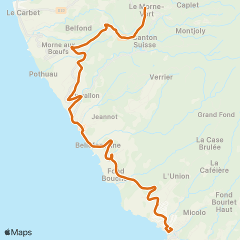 Martinique Transport - Zone Nord Morne Vert - Case Pilote map