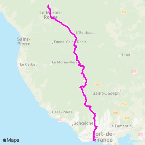 Martinique Transport - Zone Nord Morne Rouge - Fort de France map