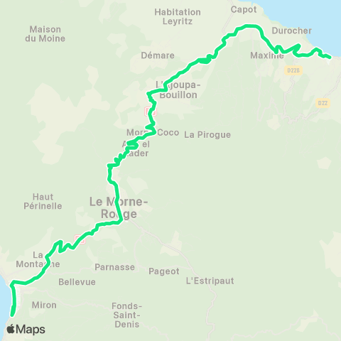 Martinique Transport - Zone Nord Saint Pierre - le Lorrain map
