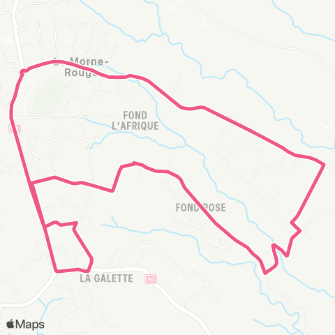 Martinique Transport - Zone Nord Gare du Morne Rouge - Église du Morne Rouge map