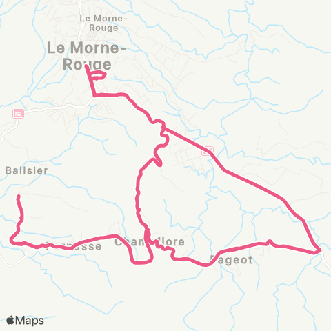 Martinique Transport - Zone Nord Église du Morne Rouge - Gare du Morne Rouge map
