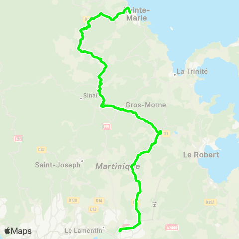 Martinique Transport - Zone Nord Sainte Marie - Mahault map