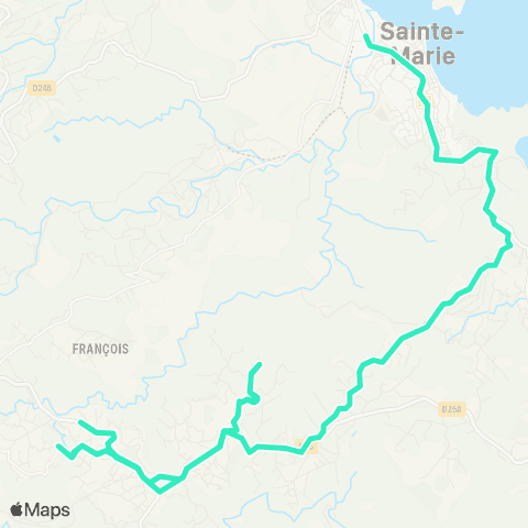 Martinique Transport - Zone Nord Sainte Marie - Prunes - Filao map