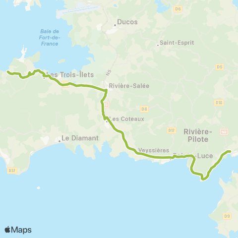 Martinique Transport - Zone Sud D1 map