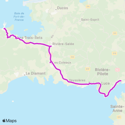 Martinique Transport - Zone Sud D2 map