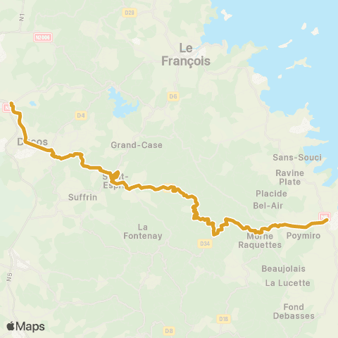 Martinique Transport - Zone Sud G map