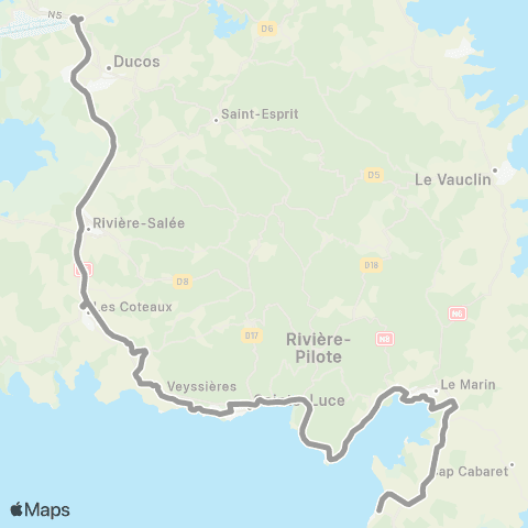 Martinique Transport - Zone Sud P Exp map