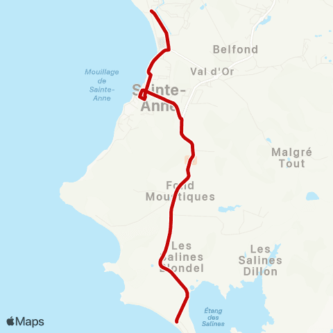 Martinique Transport - Zone Sud Navette Salines map