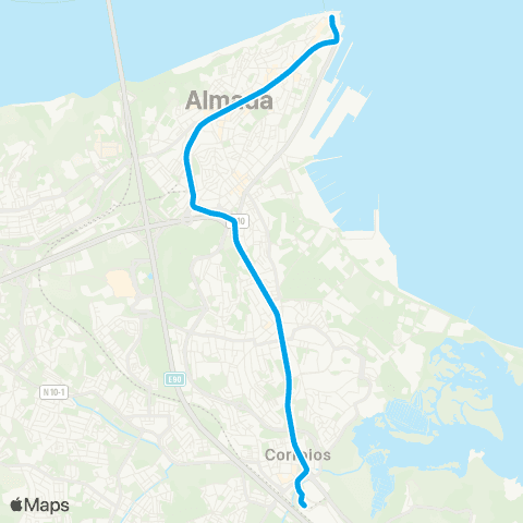 Metro Transportes do Sul Corroios - Cacilhas map