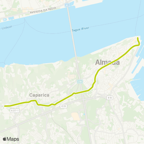 Metro Transportes do Sul Cacilhas - Universidade map