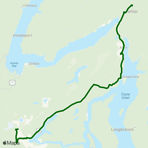 Mason Transit Authority Shelton to Belfair via Hwy 3 map