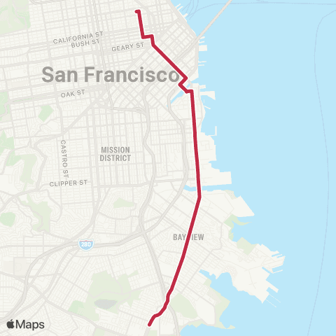 Muni Third Substitution Bus map